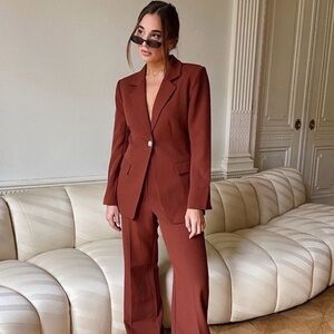 DANIELLE BERNSTEIN Rich Brown Pants, US 16